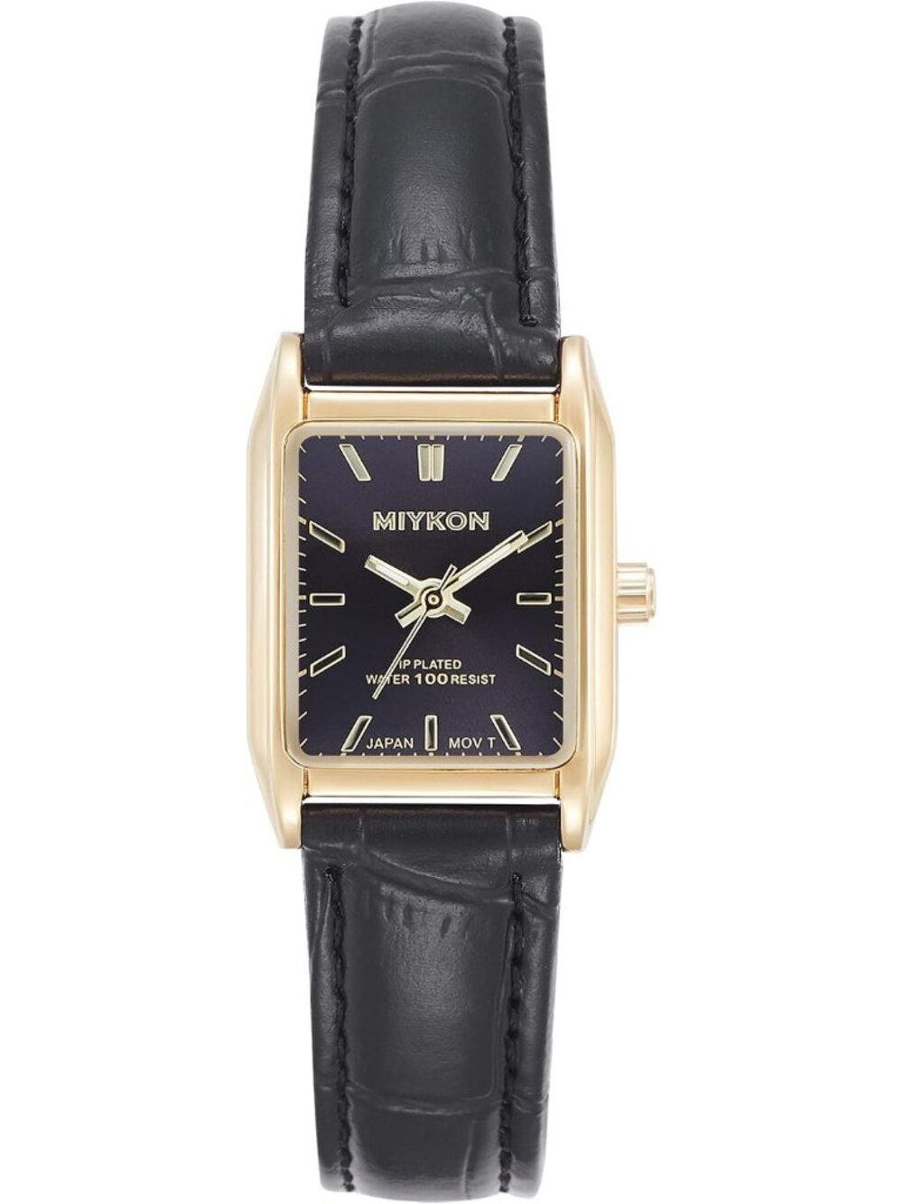 Women's Index Gold Case Black Dial Dainty Vintage Tank Classic Square Watches